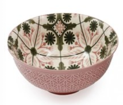 Green & Pink Tile Print Bowl - Large