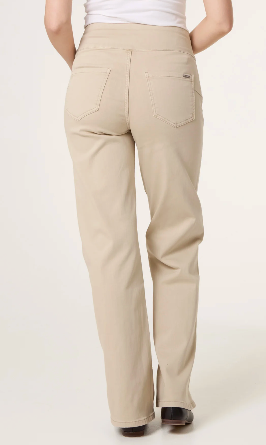Stone, Wide Leg Stretch Waistband Trousers