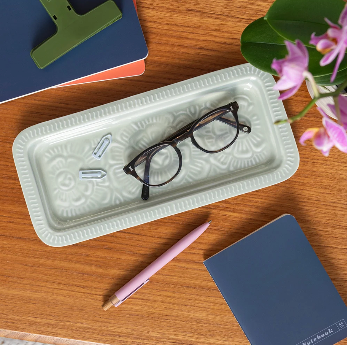 Light Grey, Enamel Trinket Tray