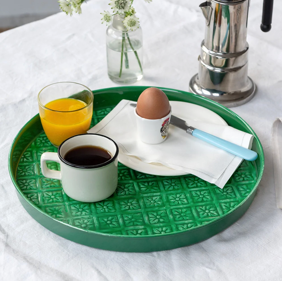 Dark Green Round Enamel Tray