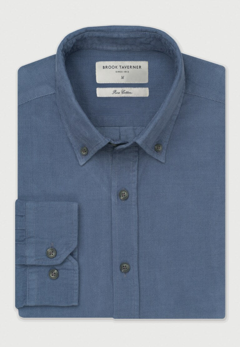 Airforce Blue Needlecord Shirt, Regular