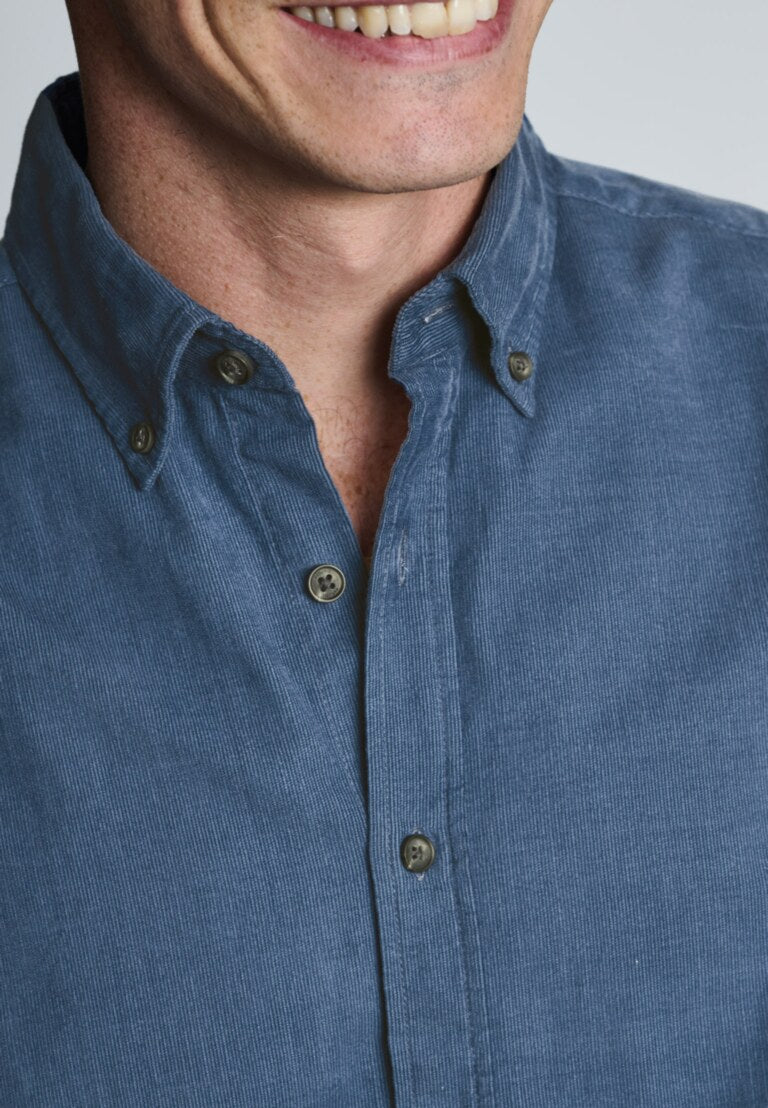 Airforce Blue Needlecord Shirt, Regular