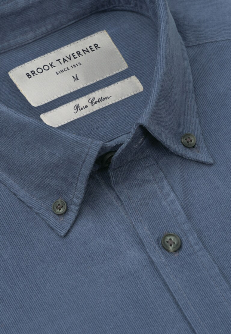 Airforce Blue Needlecord Shirt, Regular
