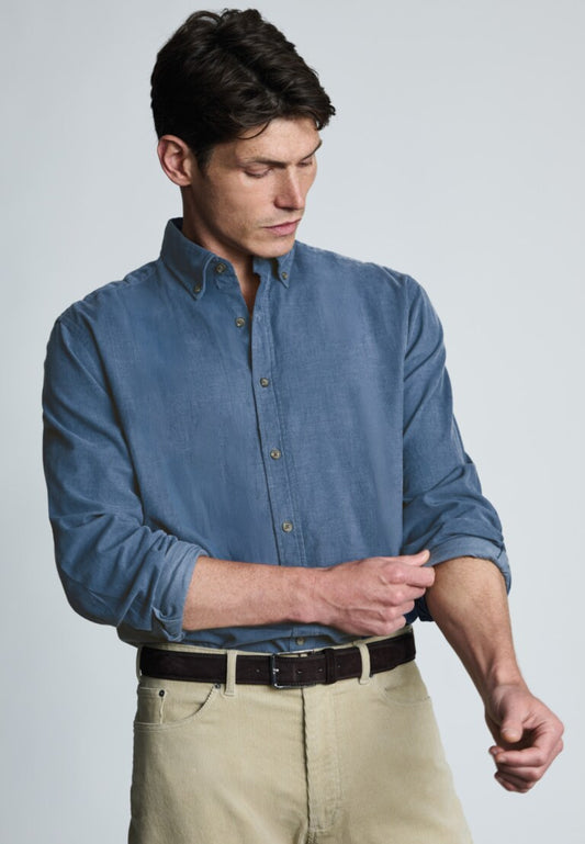 Airforce Blue Needlecord Shirt, Regular