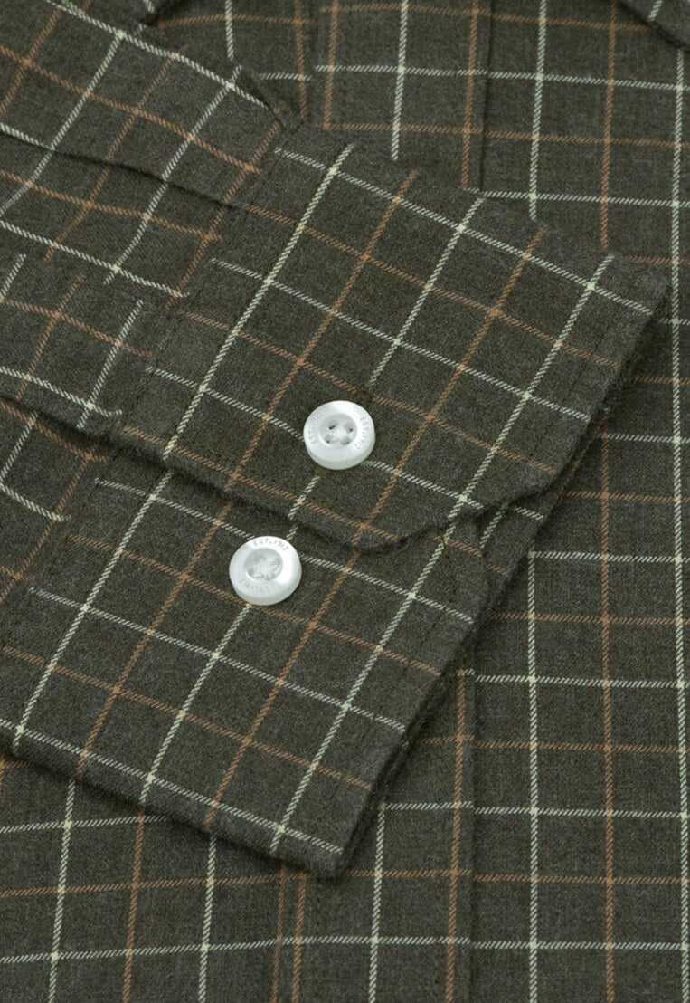 Khaki Tattersall Check Shirt, Regular