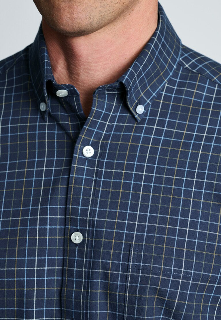 Navy Tattersall Check Shirt, Regular