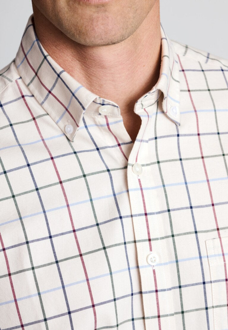 Ecru Tattersall Check Shirt, Regular