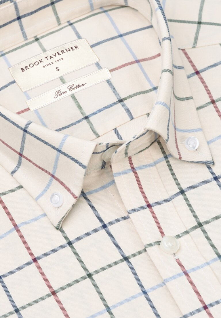Ecru Tattersall Check Shirt, Regular