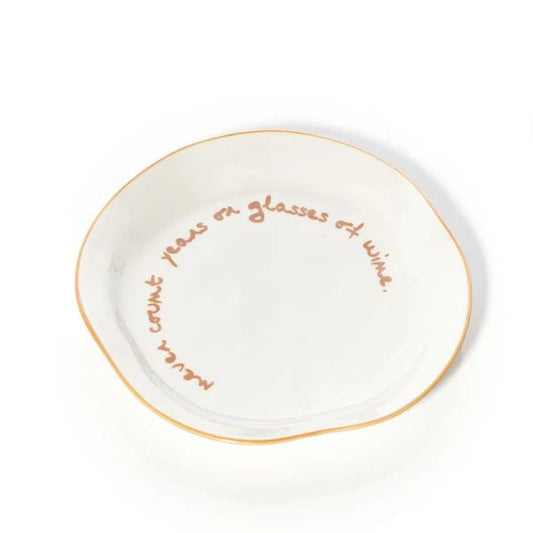 Slogan Plate, Never Count Years Or Glasses Of Wine (Orange)
