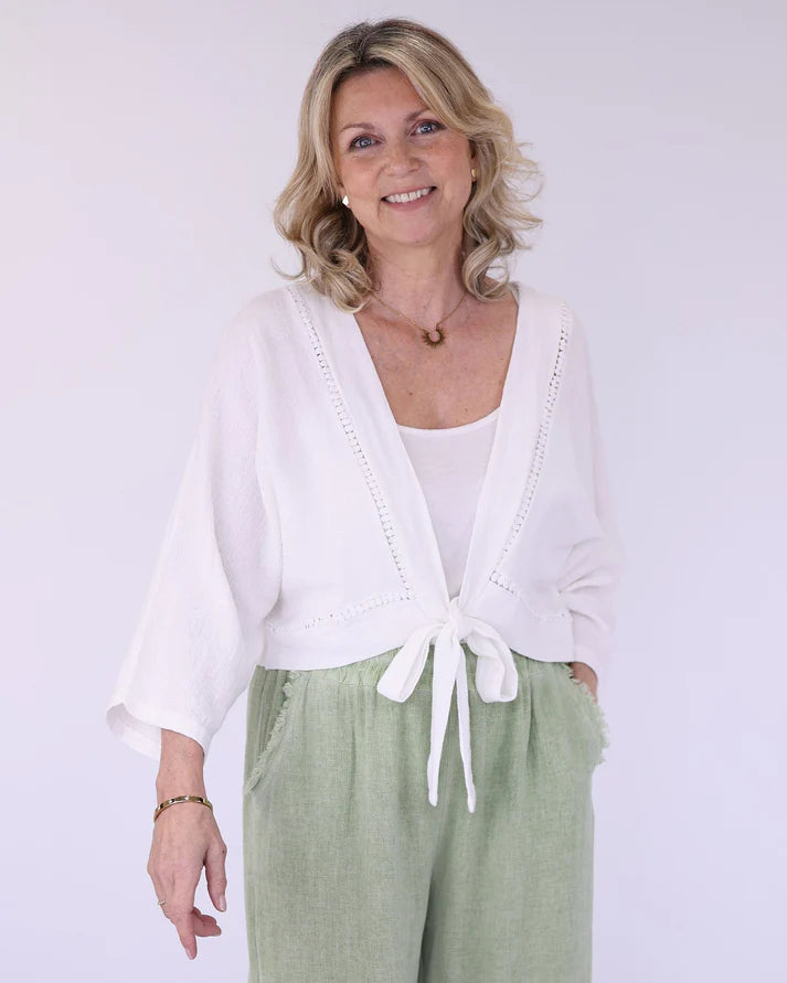 Tie Front Jacket White