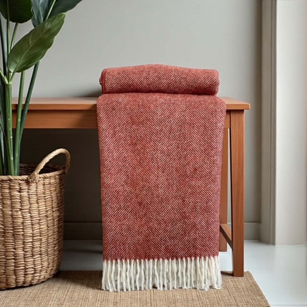 Pure Wool Throw - Rust