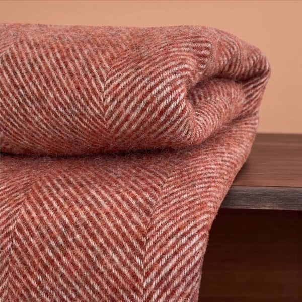 Pure Wool Throw - Rust