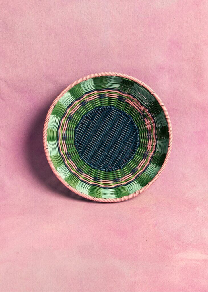 Woven Bowl - Pink & Navy