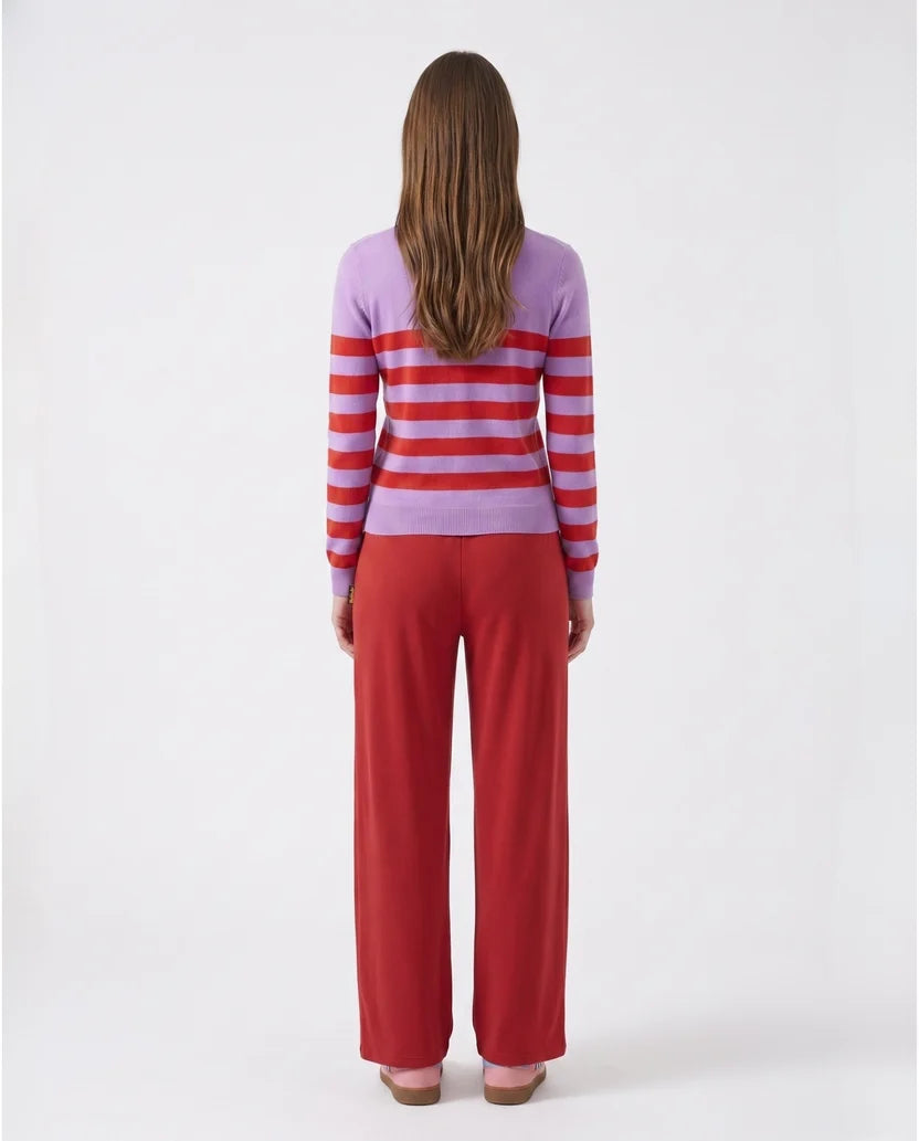 Amber Stripe Cardi, Lavender/Ruby