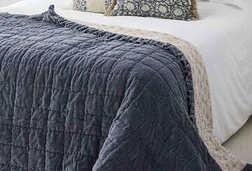 Matilda Velvet Ruffle Bedspread - Slate Blue