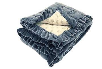 Matilda Velvet Ruffle Bedspread - Slate Blue