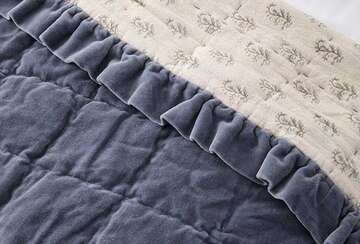 Matilda Velvet Ruffle Bedspread - Slate Blue