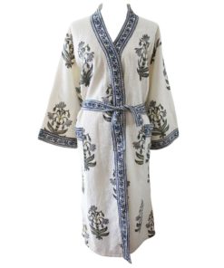 Blue Flower Waffle Dressing Gown