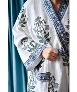 Blue Flower Waffle Dressing Gown