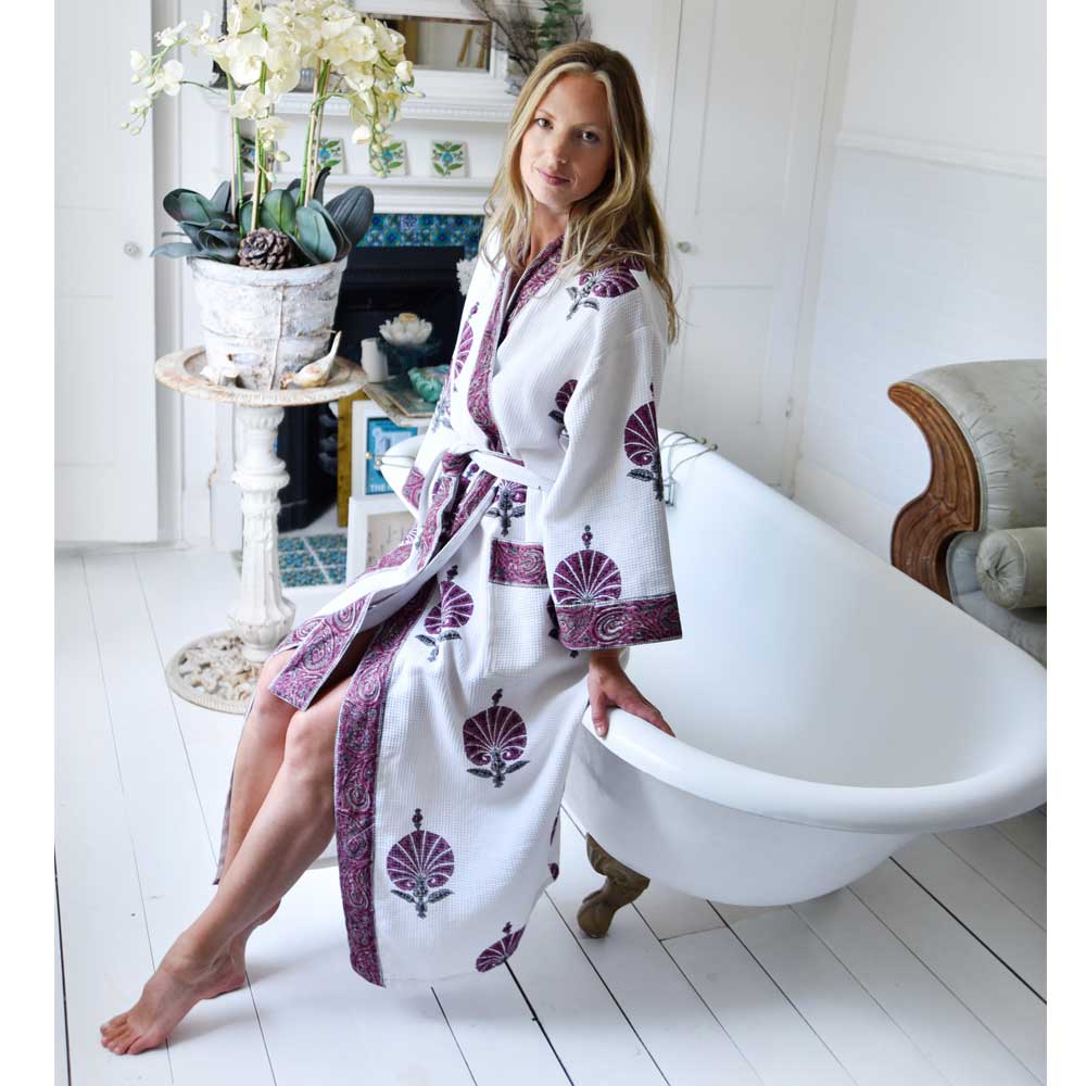 Purple Flower Waffle Dressing Gown