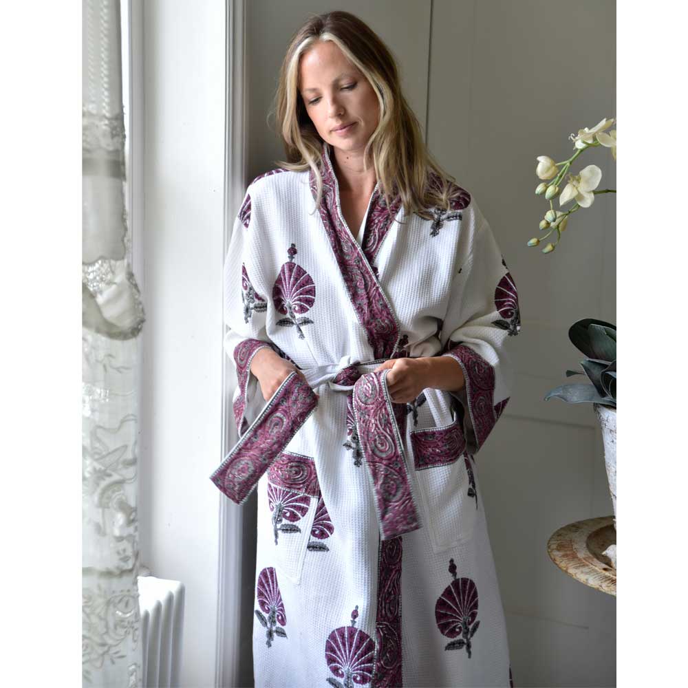 Purple Flower Waffle Dressing Gown