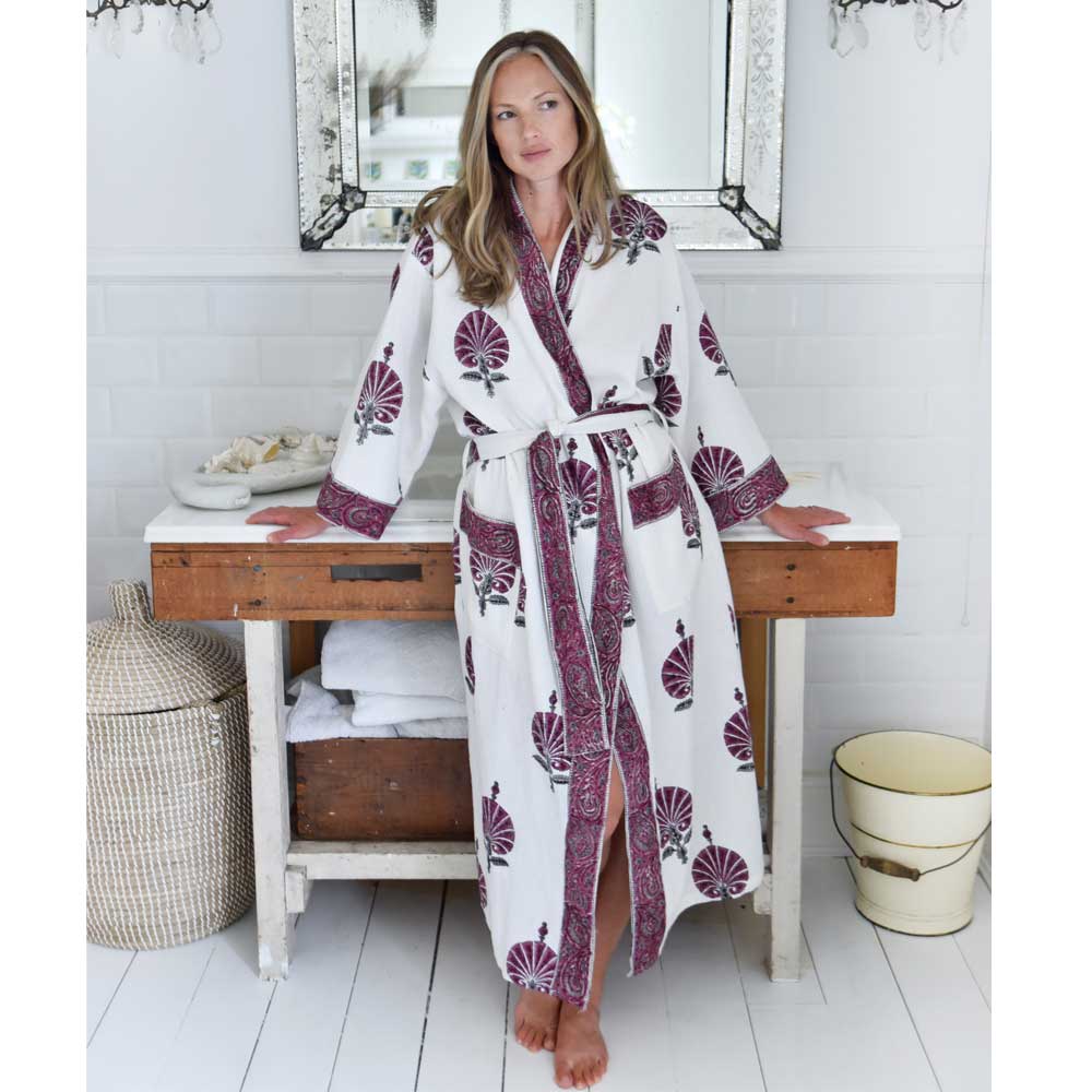 Purple Flower Waffle Dressing Gown