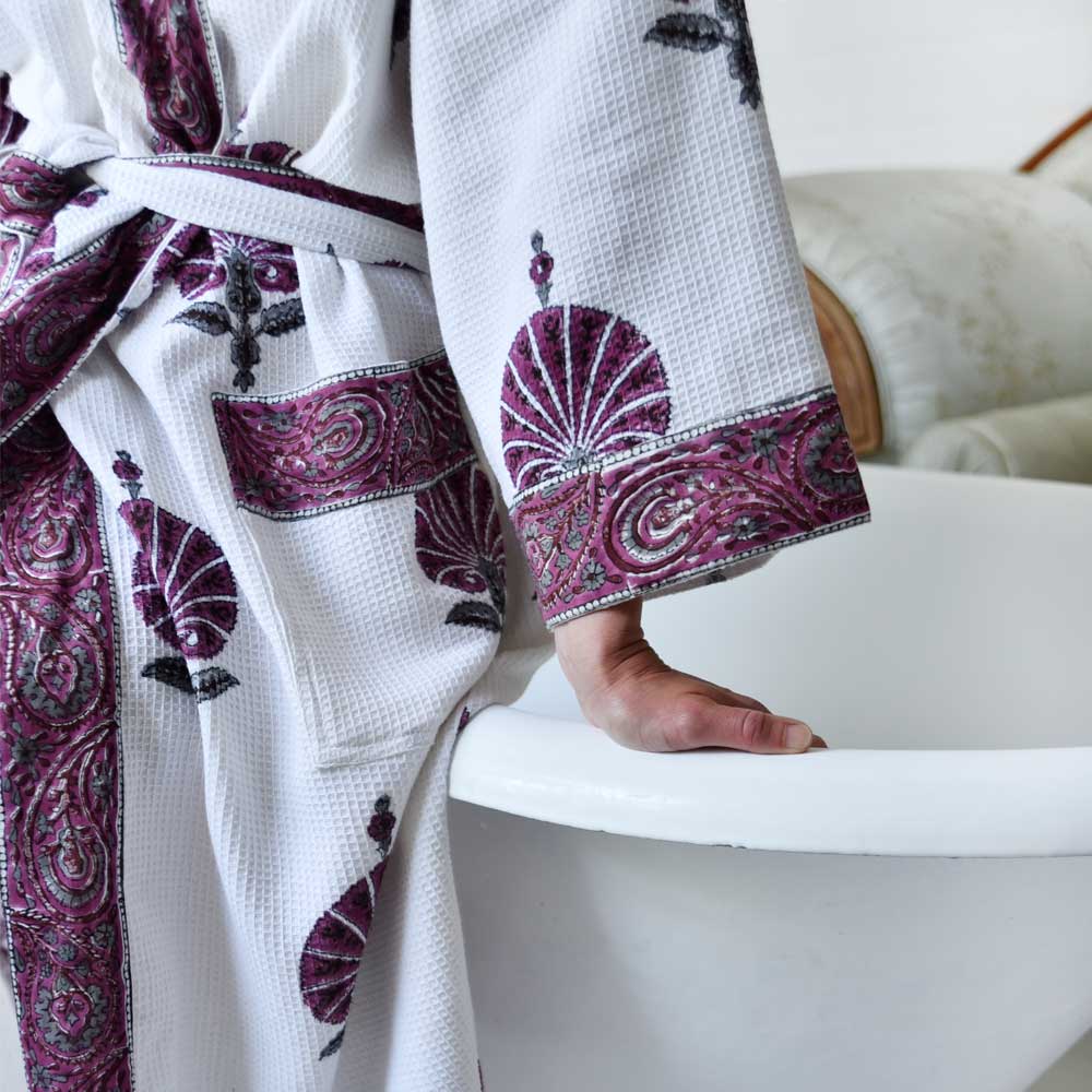 Purple Flower Waffle Dressing Gown