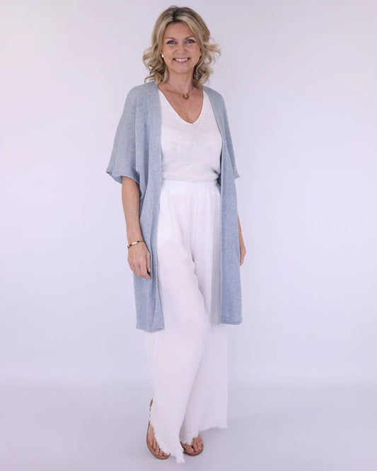 Linen Blend Wide Leg Pant White