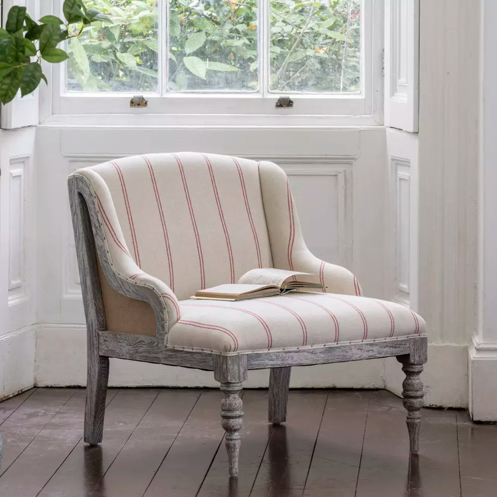 Margot Chair - Ticking Stripe Red