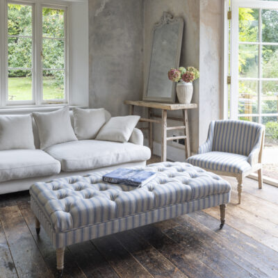 Ottoman Ticking Stripe Blue