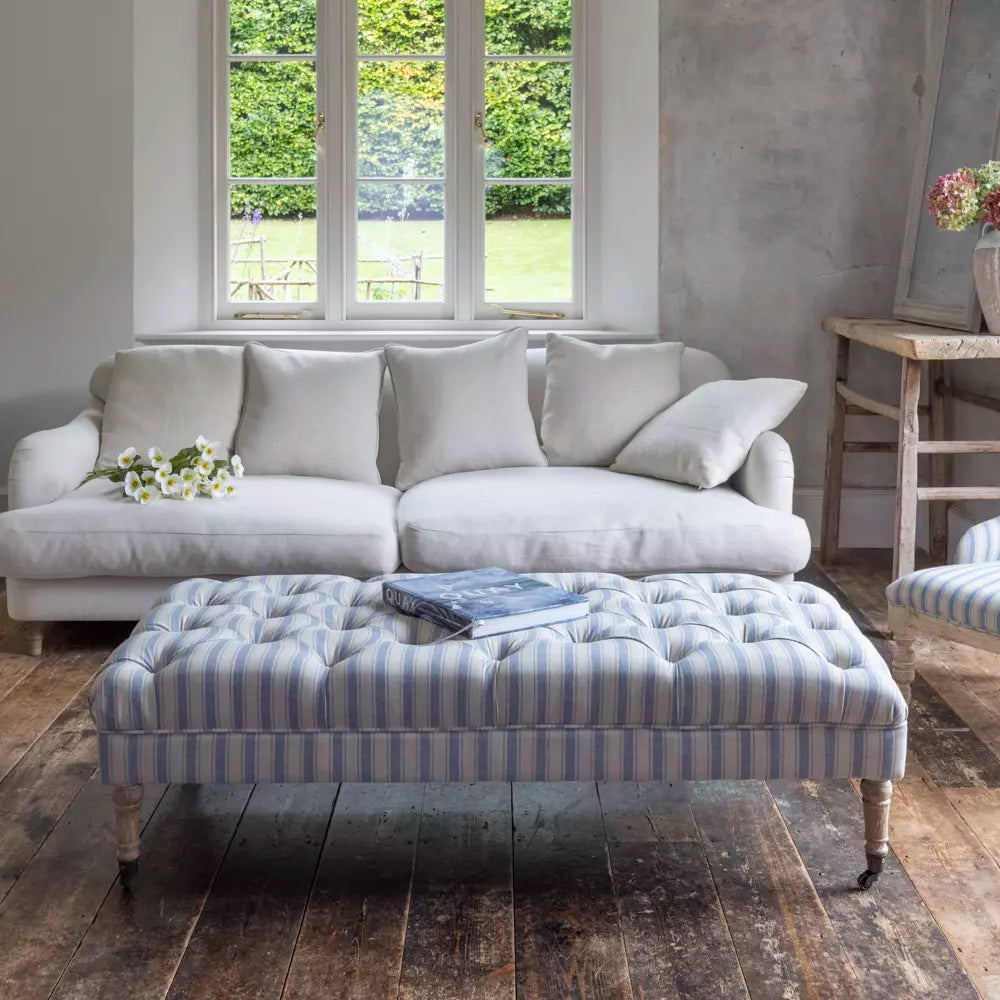 Ottoman Ticking Stripe Blue