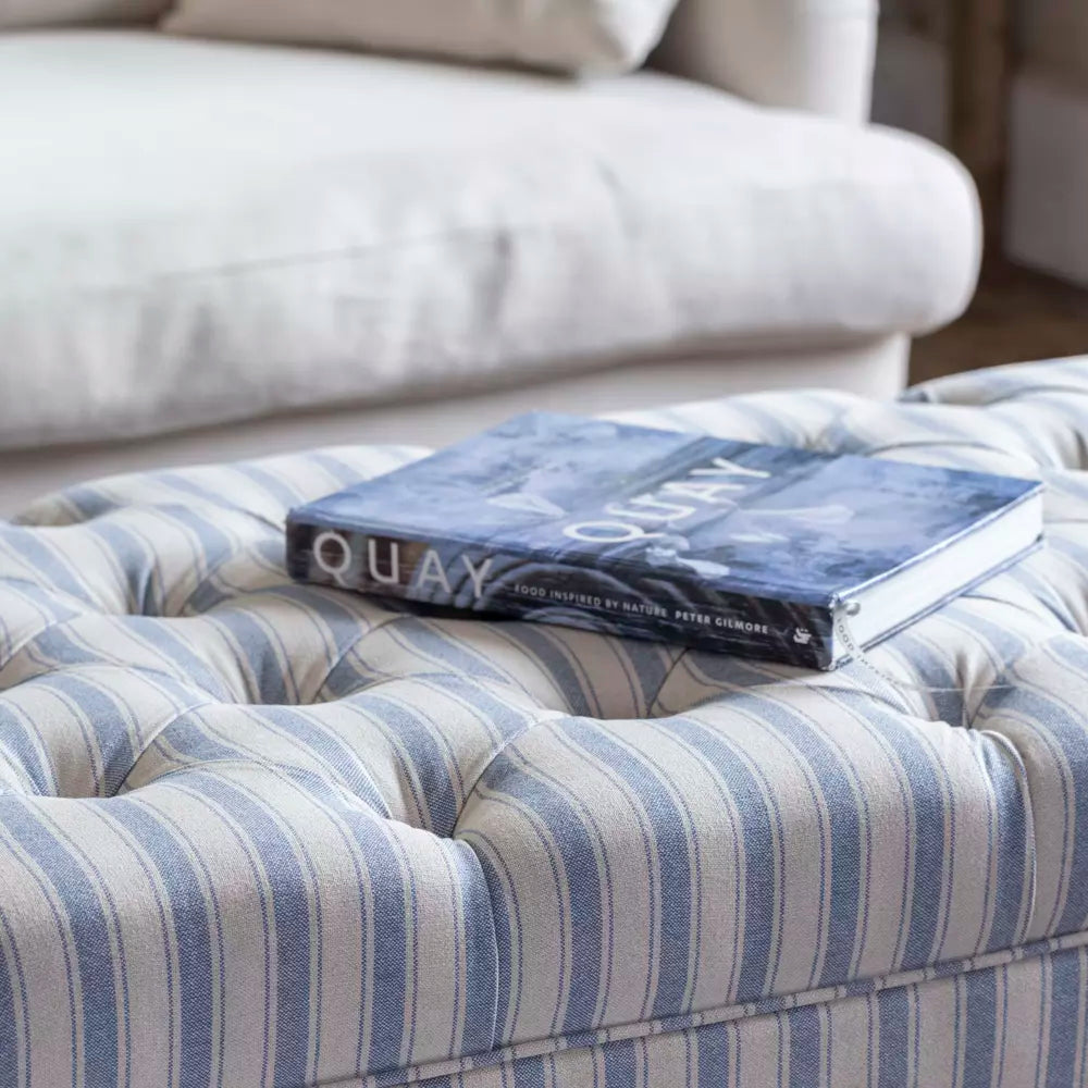 Ottoman Ticking Stripe Blue