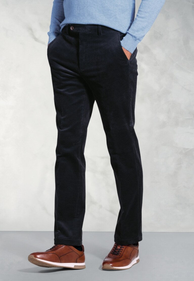 Navy Ellroy Cord Trouser