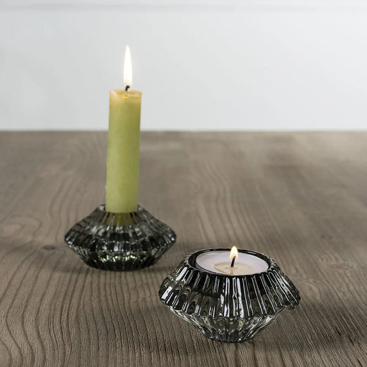 Duo Glass Candleholder - Green