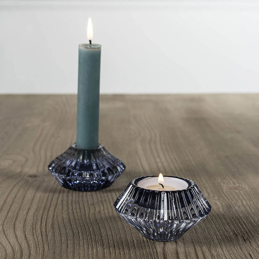 Duo Glass Candleholder - Blue