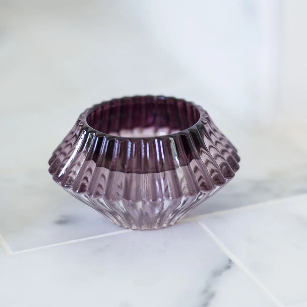 Duo Glass Candleholder - Amethyst