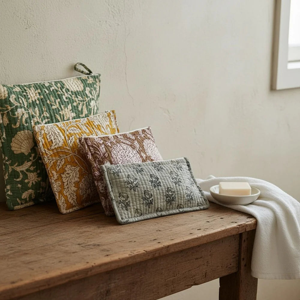 Grey Ditsy Flat Pouch