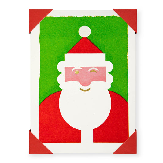 Pack 5 Note Cards & Envelopes - Winking Santa