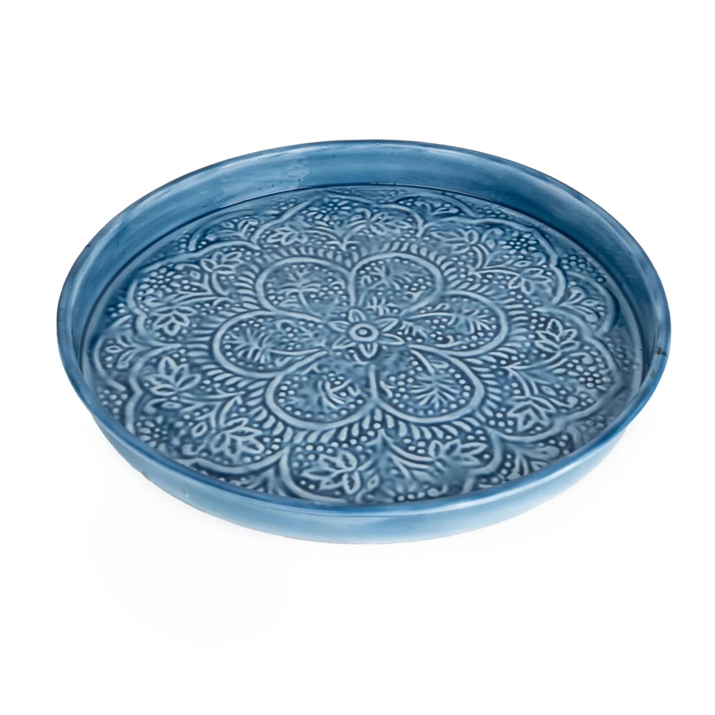 Embossed Metal Tray - Deep Blue