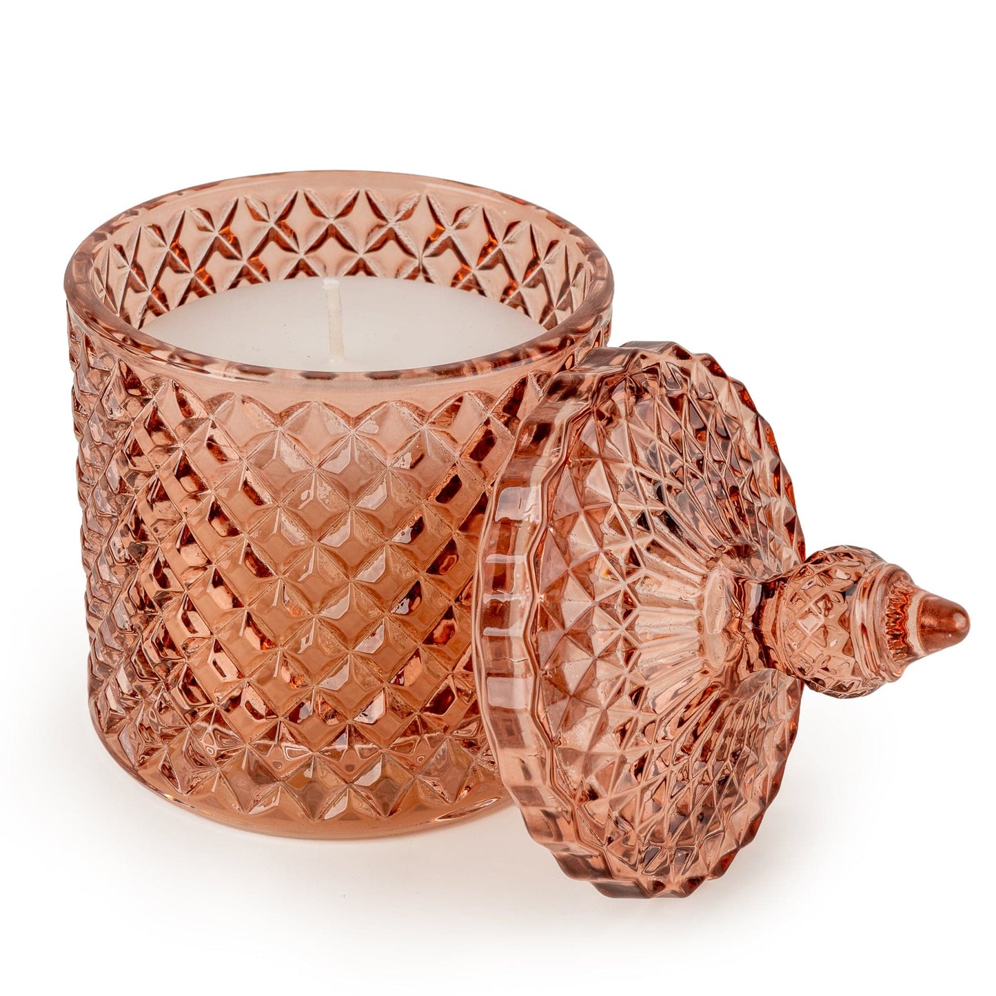 Round Embossed Candle Jar - Jhangye Pink
