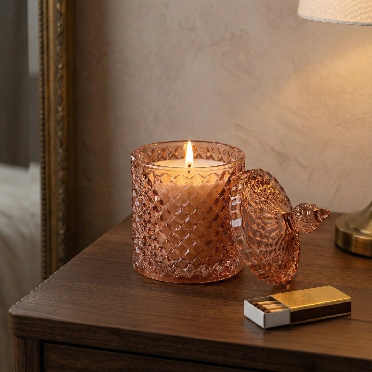 Round Embossed Candle Jar - Jhangye Pink