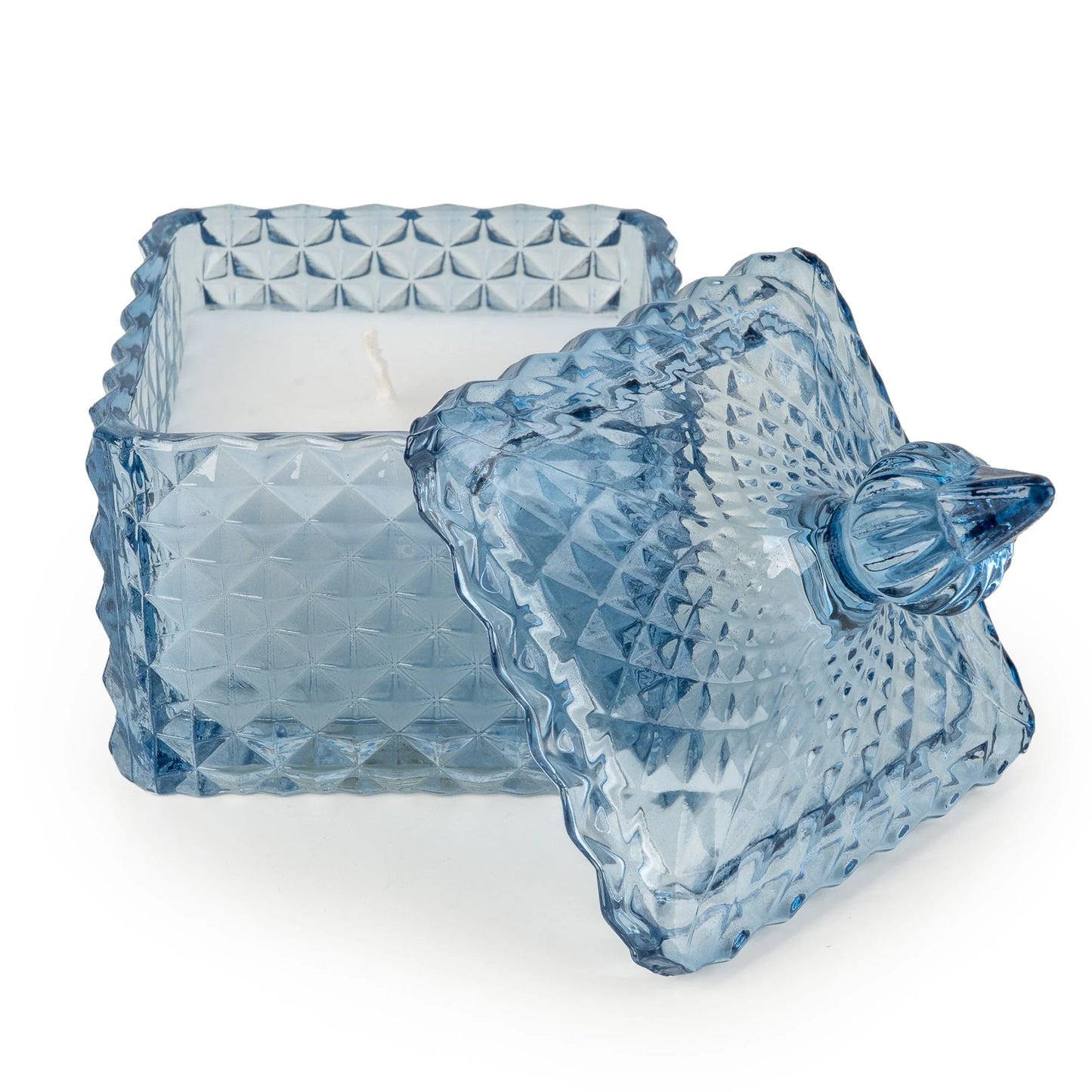 Square Embossed Candle Jar - Tianshui Blue