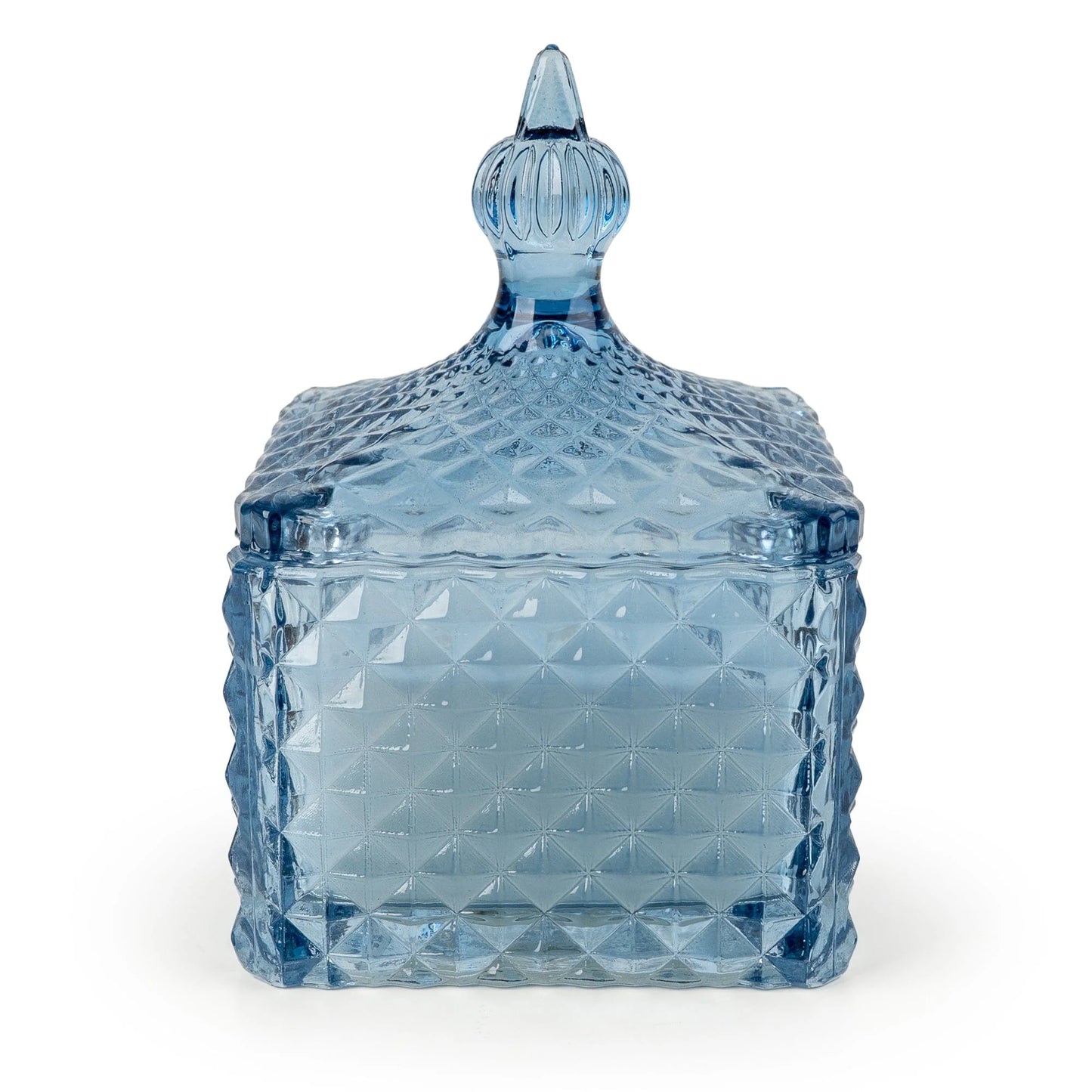 Square Embossed Candle Jar - Tianshui Blue