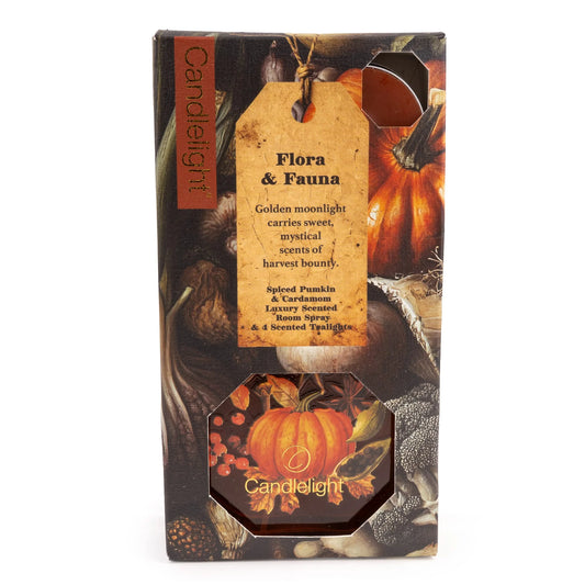 Room Spray & Tealight Gift Set, Pumpkins Flora & Fauna