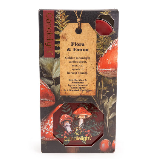 Room Spray & Tealight Gift Set, Toadstools, Flora & Fauna