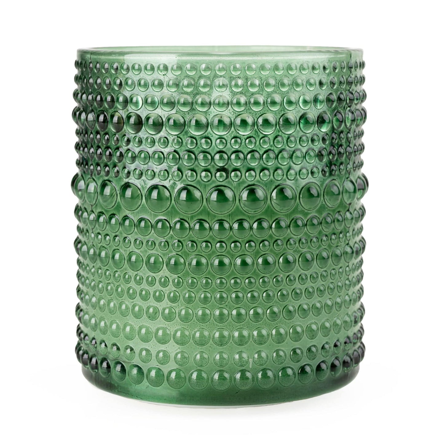LED Embossed Glass Candle - Olive Green