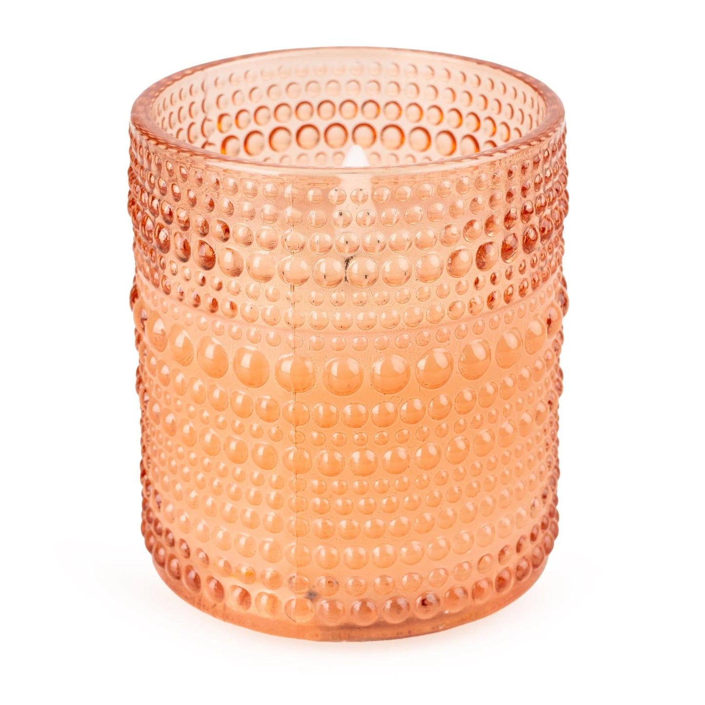LED Embossed Glass Candle - Terracotta