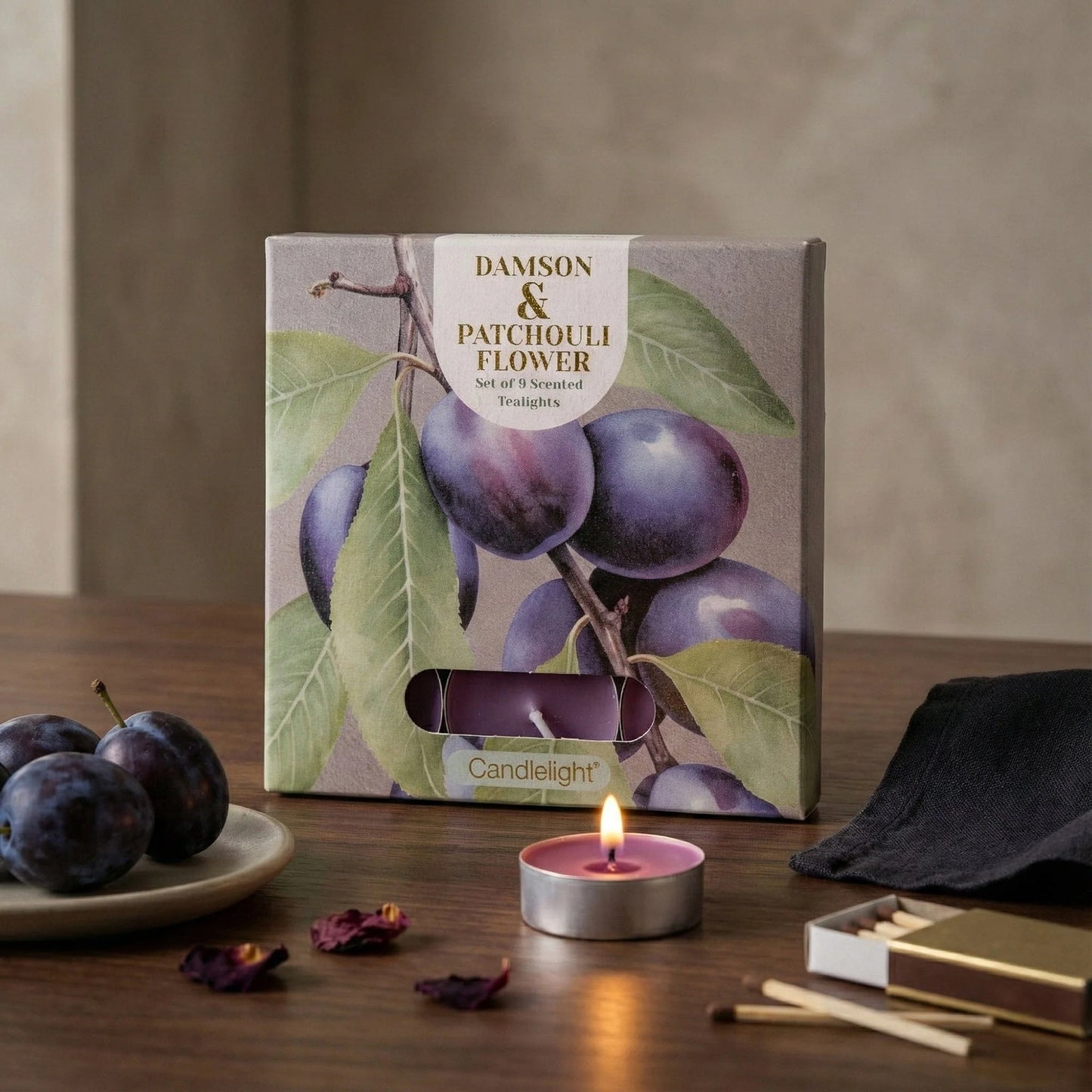 Damson & Patchouli Flower Tea Lights