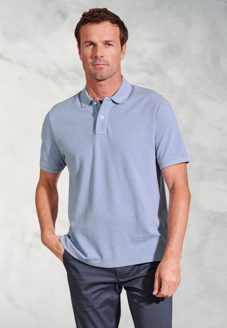 Firth - Sky, Pure Cotton Pique Polo