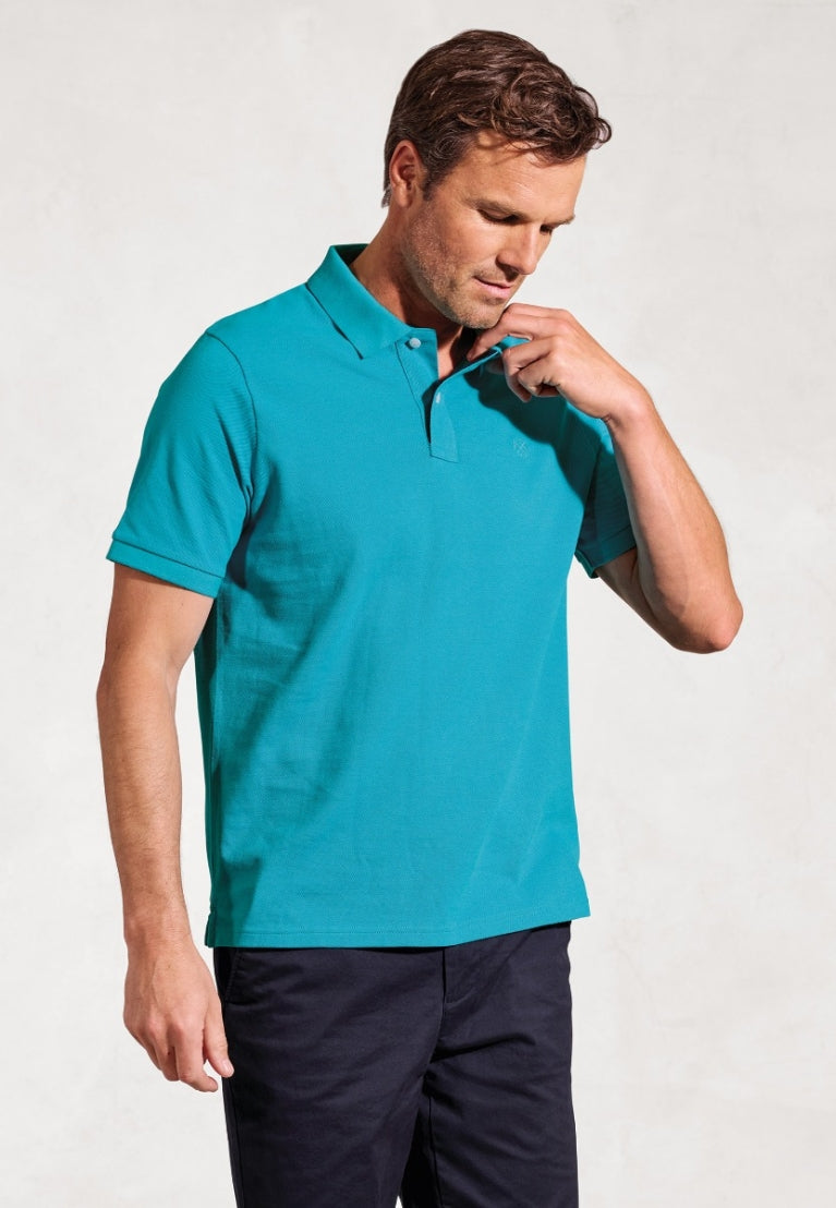 Firth - Turquoise, Pure Cotton Pique Polo